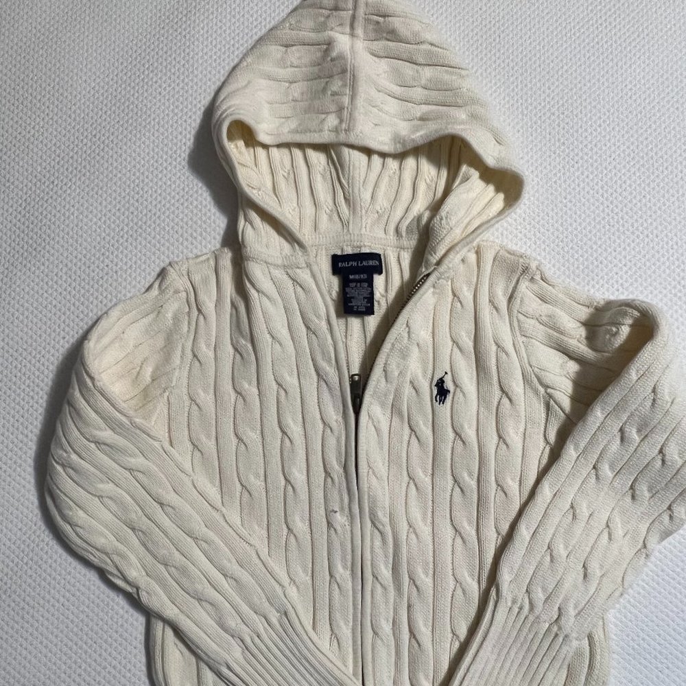 Ralph Lauren kids hooded cable sweater, size 8-10